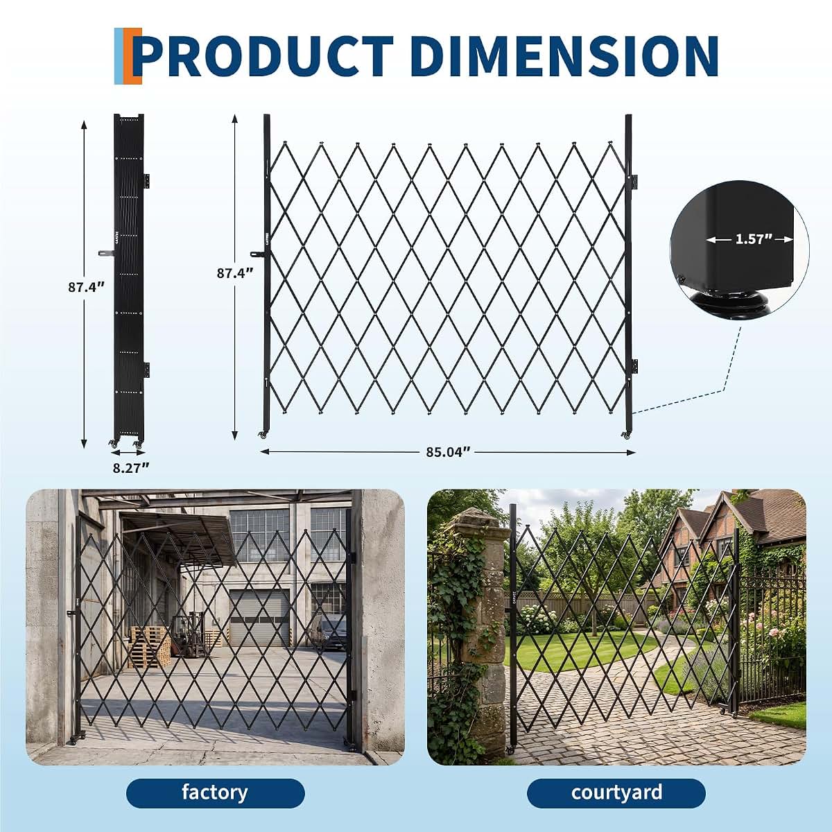 Hetoy Industrial Expandable Metal Barricade Portable Safety Barrier Gate (photo 2)