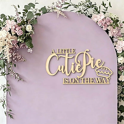 QENWWENG A Little Cutie Pie Wooden Baby Shower Sign, Rustic Wall Decor for Nursery