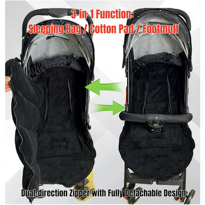 ETOFIXEE Waterproof Thickened Universal Stroller Footmuff - 3-in-1 Baby Bunting Bag, Stroller Sleeping Bag & Cotton Pad (photo 4)