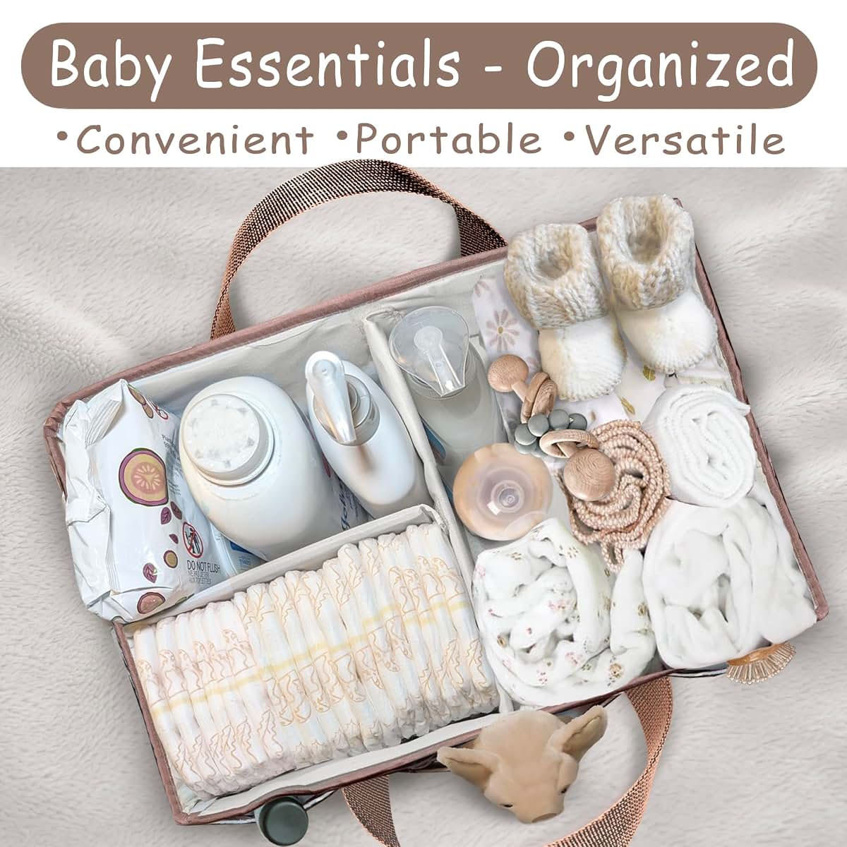 KIDSco. Baby Diaper Caddy Portable Storage Organizer with Compartments for Nursery and Travel