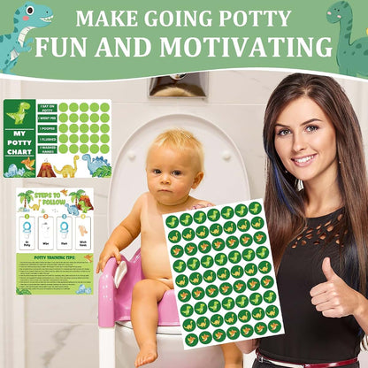 shouqiuzhonglv Potty Training Chart for Toddler - Dinosaur Potty Training Sticker Chart for Girls Boys Potty with