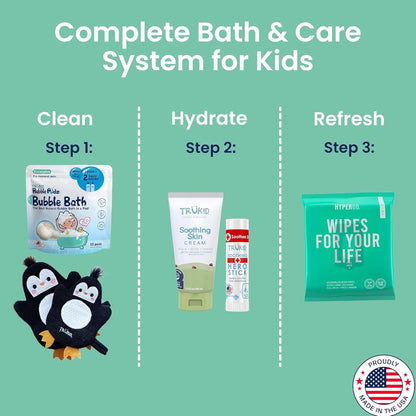 TruKid Bath Baby Essentials and Skincare Set with Eucalyptus Bubble Podz