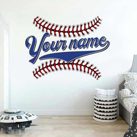 MAHT17STICKER (New Update) Custom Baseball Name Wall Decal Personalized Baseball Player Sports Lover Transparent DTF