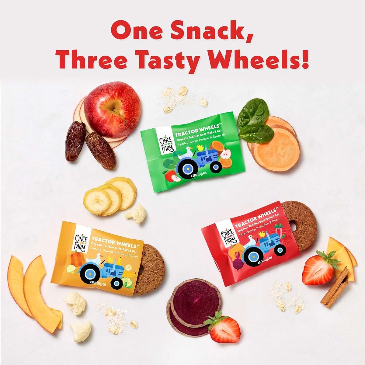 Once Upon a Farm Organic Tractor Wheels Snack Bars Variety Pack