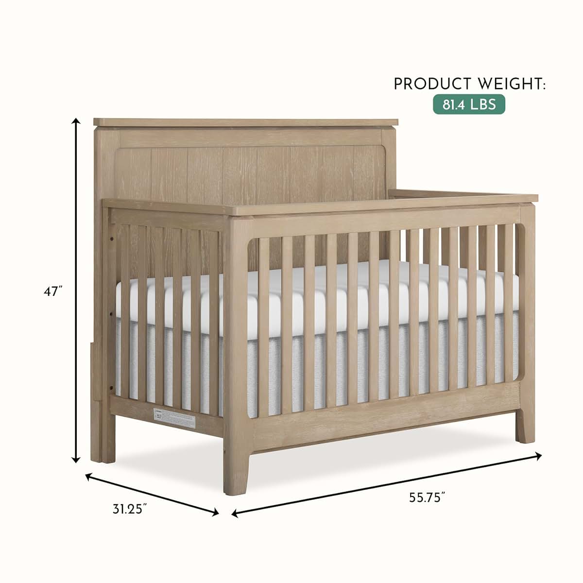 Evolur Oakley 5-in-1 Convertible Crib in Sienna Grey (photo 3)