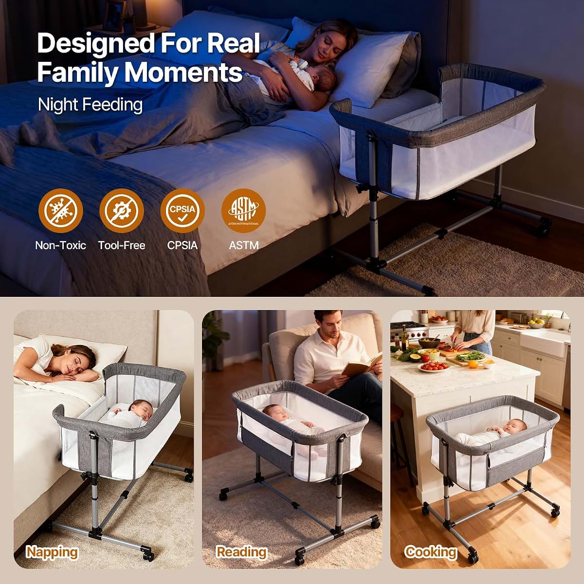 Cheermomo Baby Bassinet Bedside Sleeper