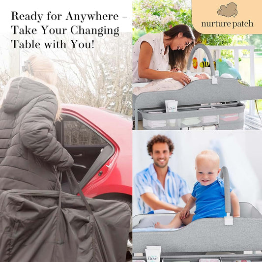 NurturePatch Portable Folding Changing Table With Storage And Wheels (photo 2)