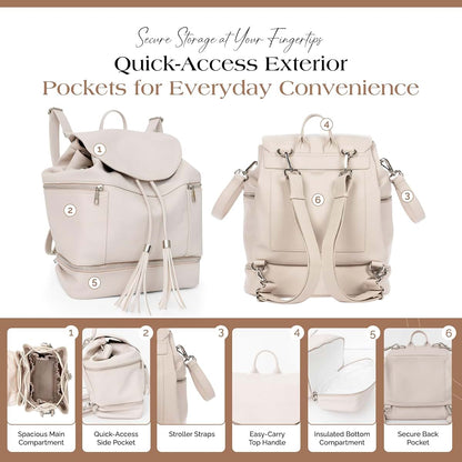 CC Citi Collective Citi Collective Journey Pearl Vegan Leather Diaper Bag Backpack | Elegant, Multifunctional, Travel (photo 3)