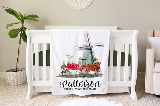 ZEBRA88 Personalized Girls Blanket, Farm Infant Quilt, Custom Baby Blanket Gift, Toddler Comforter, Farmhouse Decor