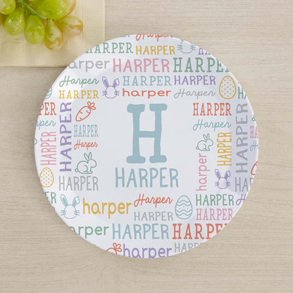 Personalization Universe Easter Repeating Name Personalized Kids Plate (photo 2)