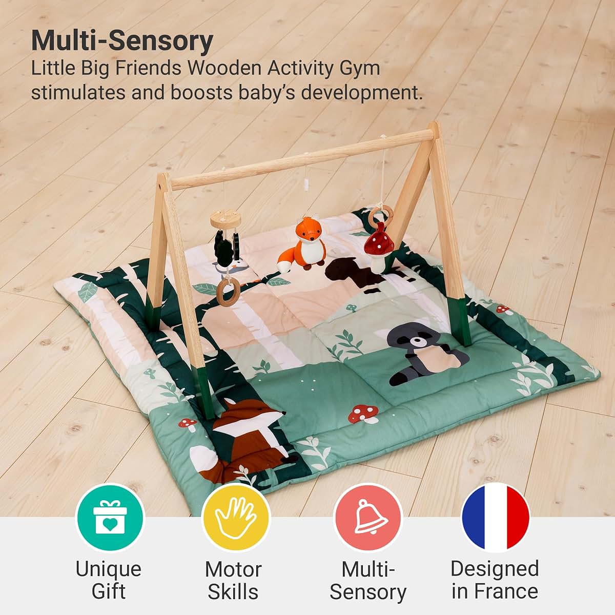 Little Big Friends Wooden Baby Activity Gym – Montessori Play Gym for Babies | Encourages Motor Skills & Sensory (photo 2)
