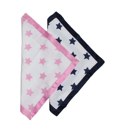 Bacati - Little Sailor Muslin 2 Pc Security Blankets (Ikat Stars - Pink/Navy)