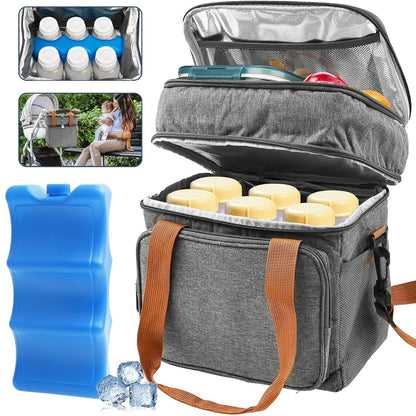 Breastmilk Cooler Bag with Ice Pack Double Layer Insulated Tote