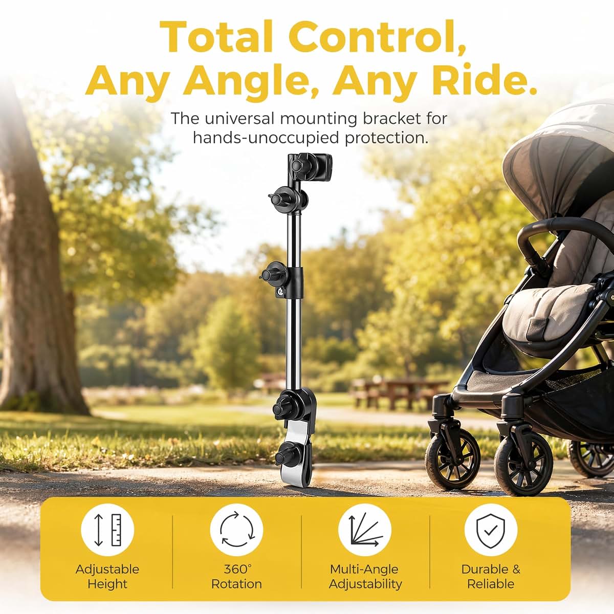 JIUKONG Universal Umbrella Holder for Stroller, Hands-Free Clip-On Attachment