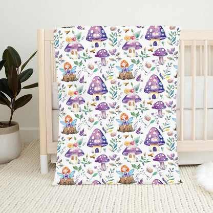 Wicbfdfv Cute Magical Fairies Mushroom Purple Baby Blanket (photo 2)