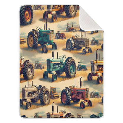 Nesatuwa Vintage Farm Tractors Cotton Muslin Blanket
