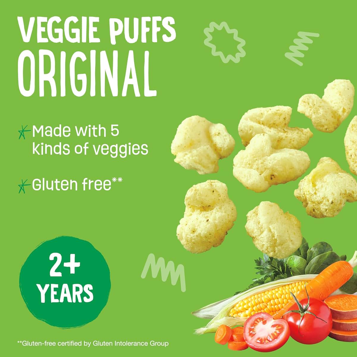 Earth's Best Organic Veggie Puffs for Toddlers, Original Flavor, 1.55 Ounce Bag (Pack of 3)