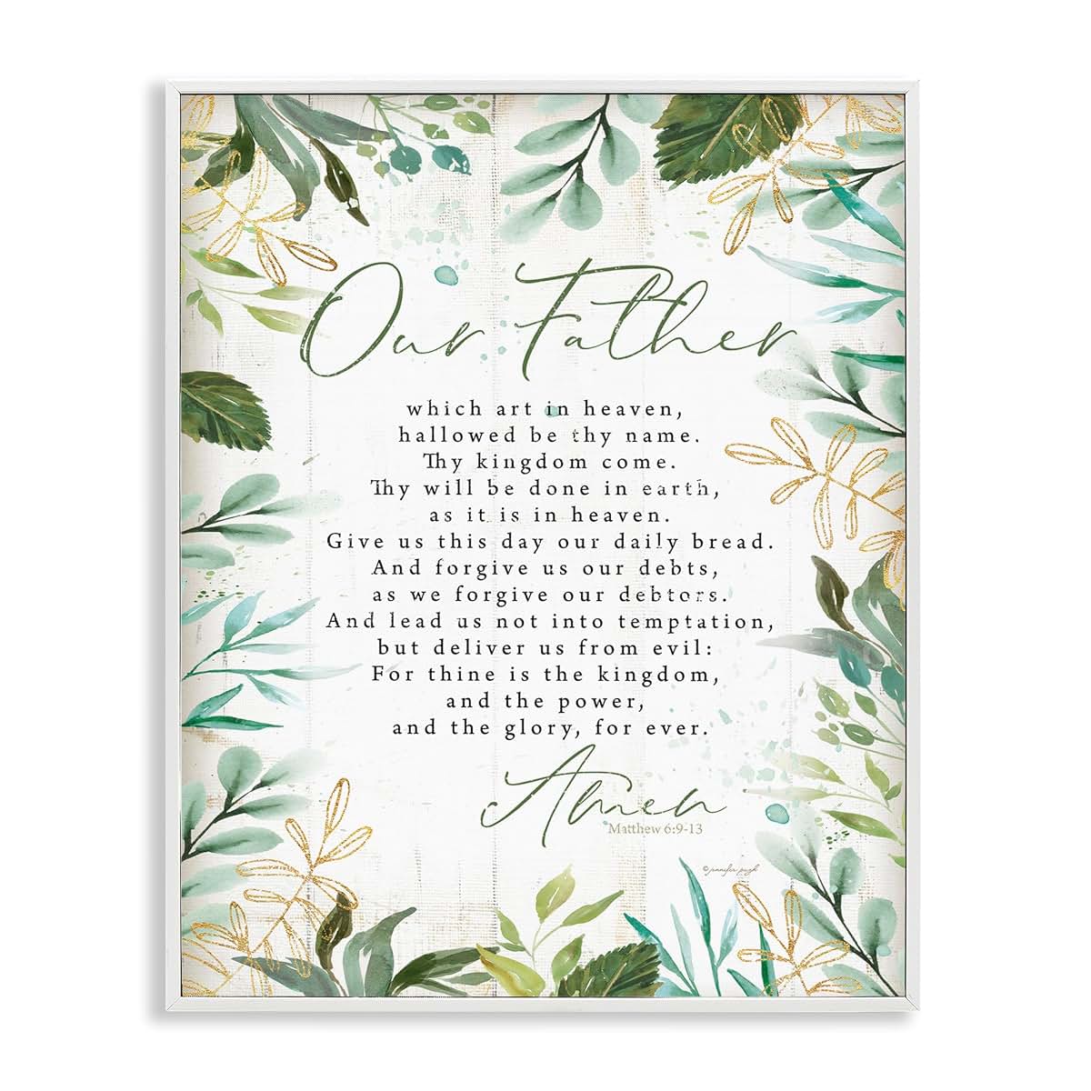 Our Father Floral Prayer Framed Giclée Print Wall Art