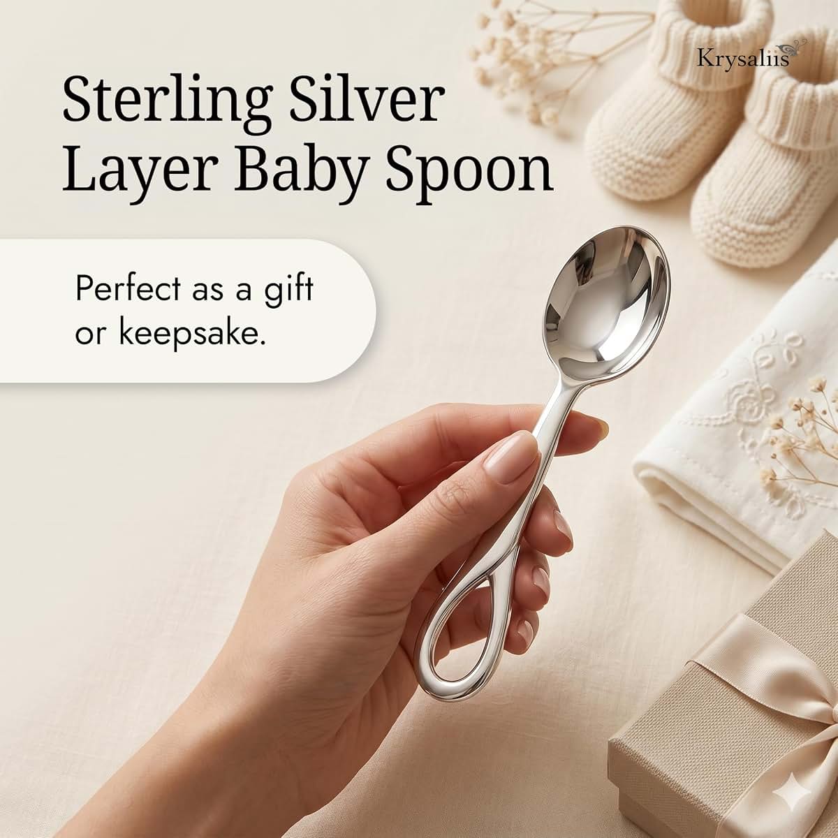 Krysaliis Sophie Feeding Spoon Sterling Silver Layer Utensils for Food (photo 2)