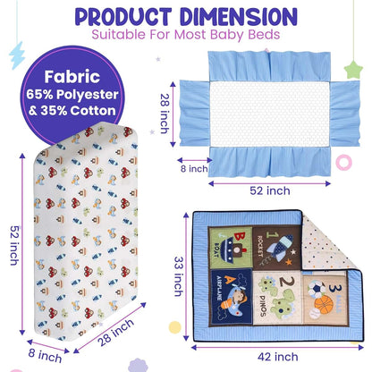 AURAHOMEANDNEST 3-Piece Baby Crib Bedding Set with Safari and Dinosaur Designs (photo 3)