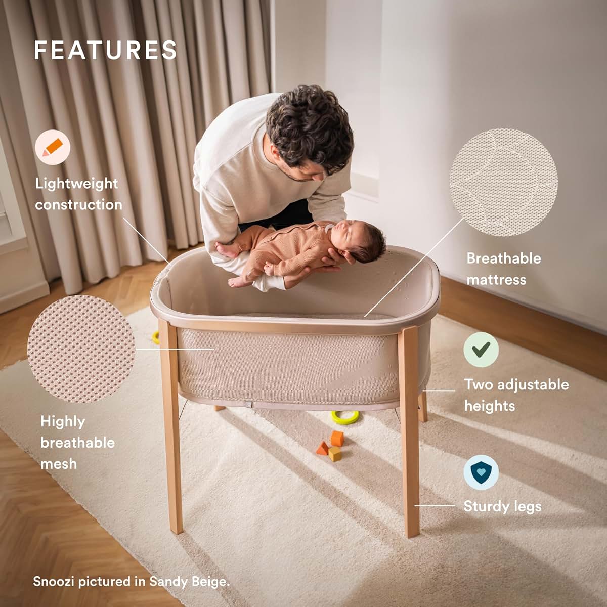 Stokke Snoozi Bassinet for Baby | Graphite Grey, Grows from Birth to 9 Months