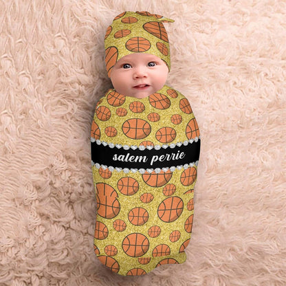 YallLocoMo Newborn Swaddle Blankets Hat Basketball Sets Soft Baby Receiving Blanket Swaddle Sack for Baby Shower Infant