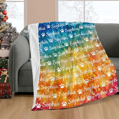 TailorYYCustomZ Personalized Paw Throw Blanket Customized Dog Name Swaddling Blankets for Birthday Christmas Dog Cat
