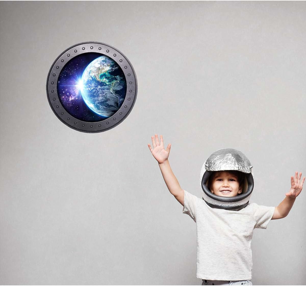 Stickit Graphix Earth Porthole Window Wall Decals For Kids Bedroom Decor