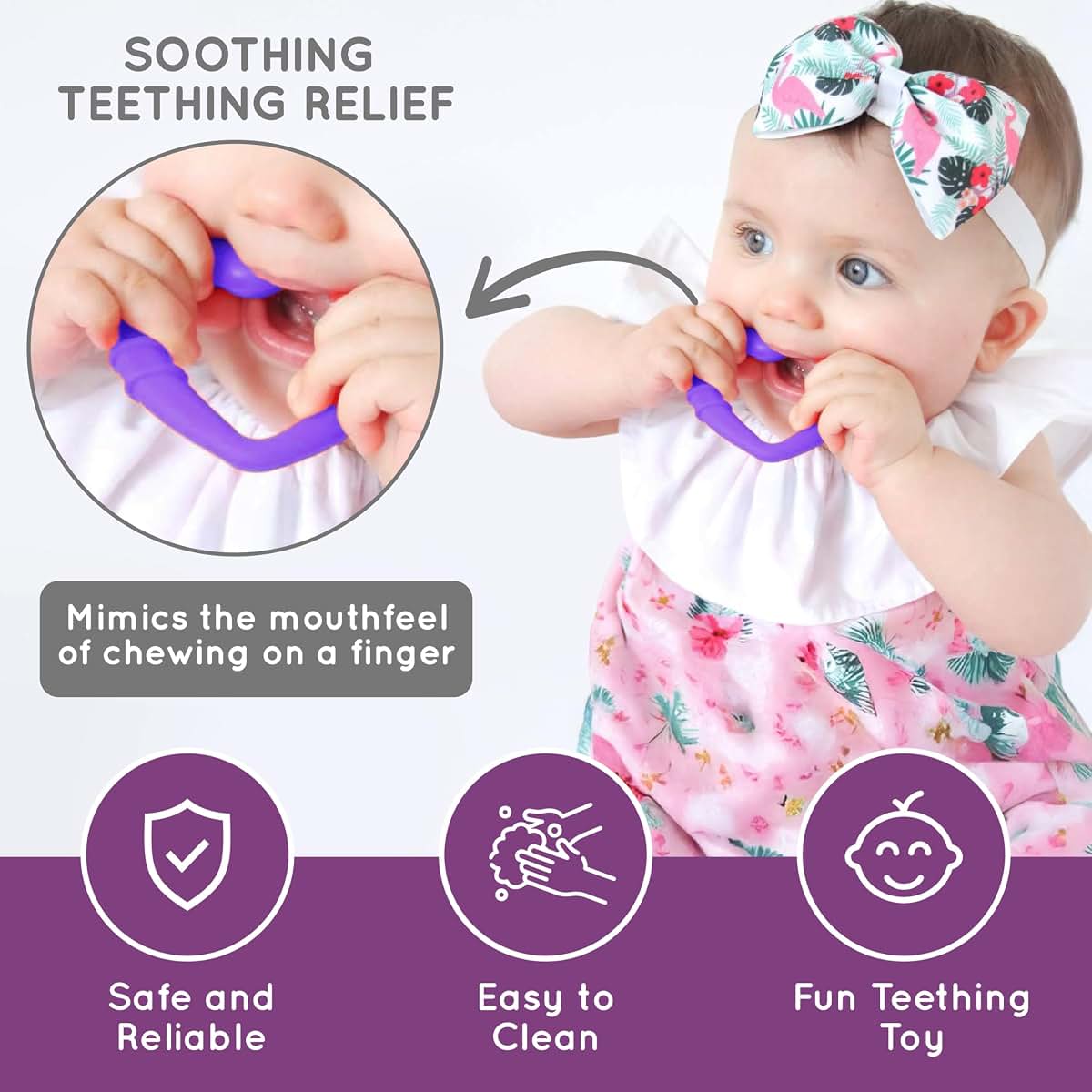 Gummee Purple Heart Silicone Baby Teething Ring