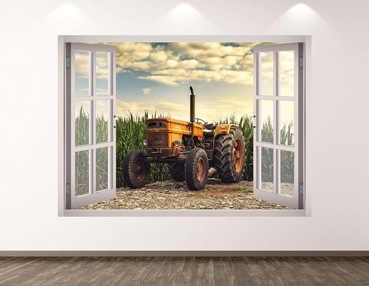 West Mountain Old Farm Tractor Wall Decal Art Decor 3D Window Truck Sticker Mural Kids Room Custom Gift BL142 (22" W x