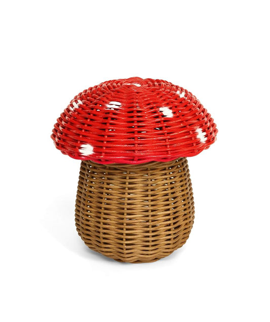 G6 COLLECTION Rattan Mushroom Basket – Handwoven Wicker Storage Bin with Lid, Cute Decorative Boho Home Organizer Gift