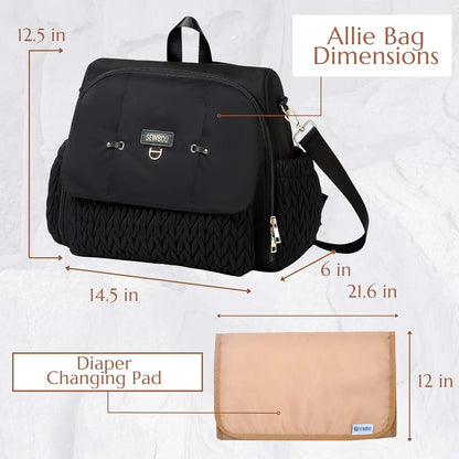SEWBOO Allie Backpack Stylish Diaper Bag,Travel Baby Bag with Insulated Pockets,Changing Pad, Stroller Clips, Shoulder
