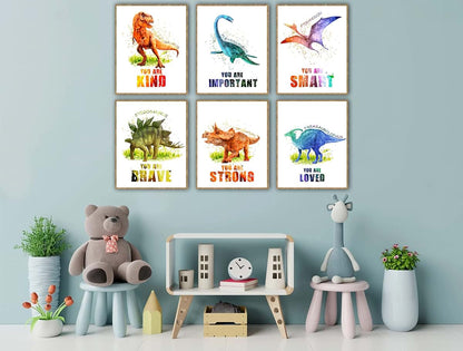 W.O.W.A World Of Wall Art Dinosaur Prints Set, 8x10 Inch Unframed