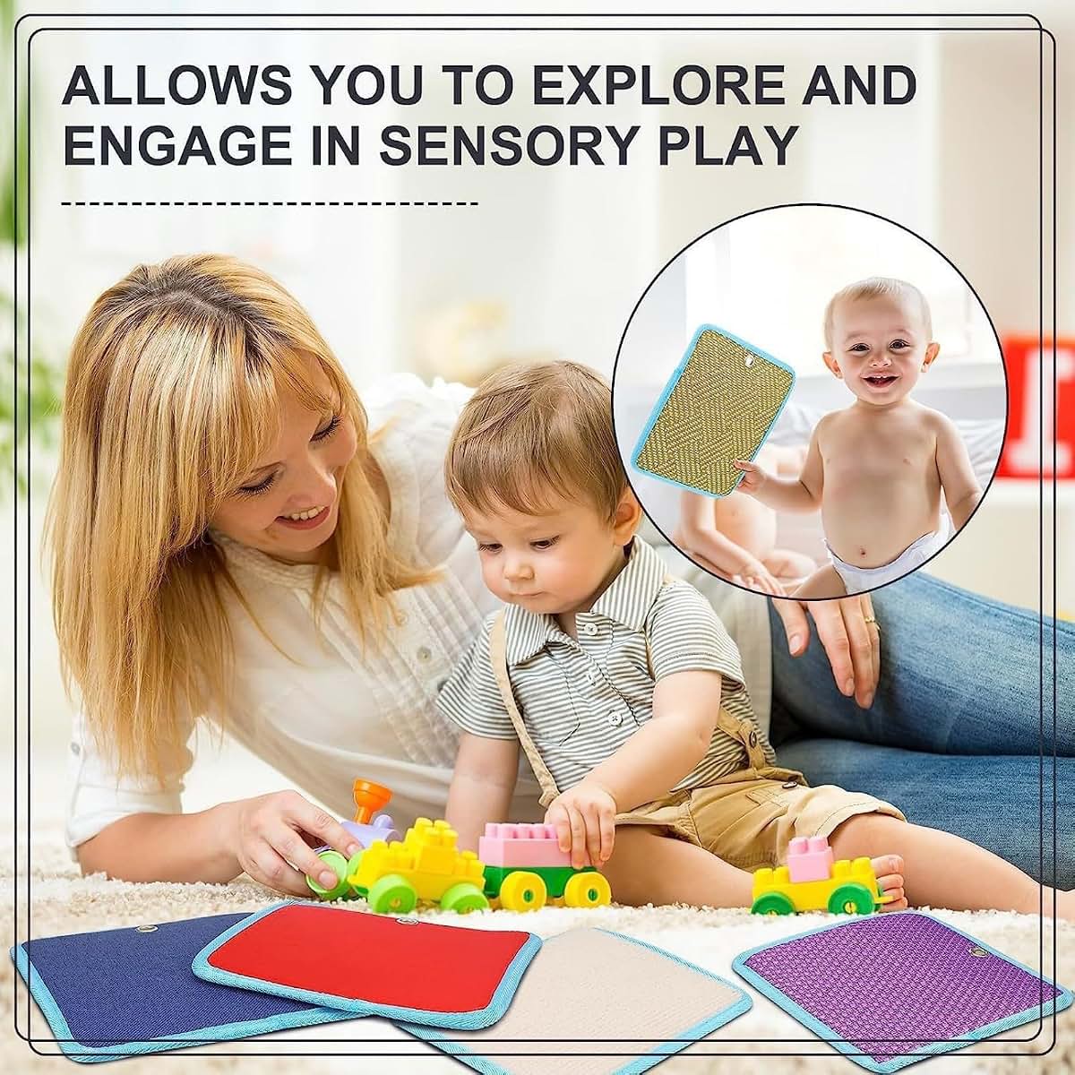 Qcbuegof 16Pcs Multi Texture Sensory Play Mat (photo 3)