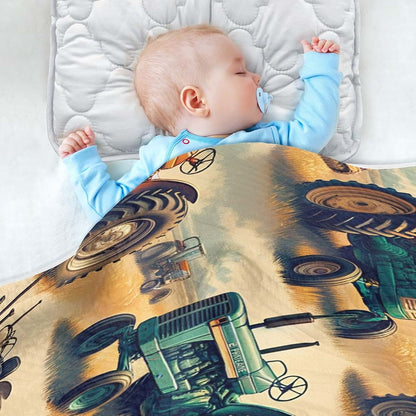 Nesatuwa Vintage Farm Tractors Cotton Muslin Blanket