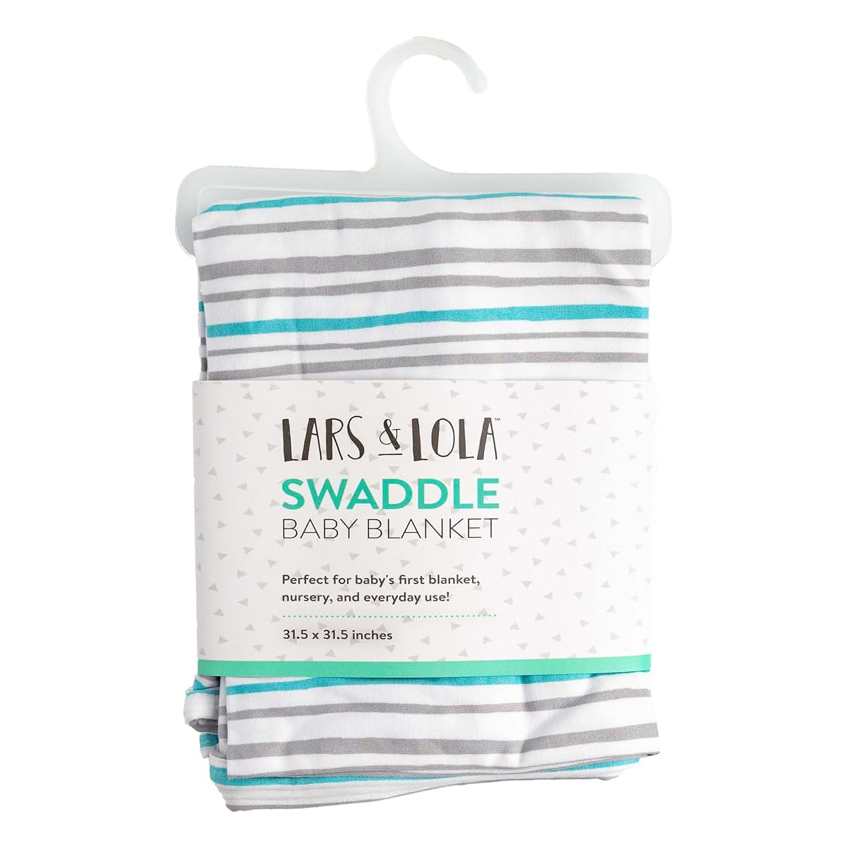 Lars & Lola Baby Swaddle Blanket, 31.5 x 31.5 Inches, Mint Stripe, Soft & Stretchy