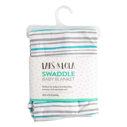 Lars & Lola Baby Swaddle Blanket, 31.5 x 31.5 Inches, Mint Stripe, Soft & Stretchy