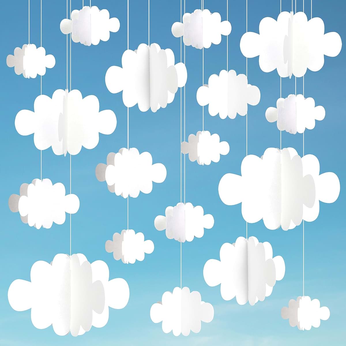 Ayfjovs 18 Piece White Felt Cloud Hanging Decor for Ceiling