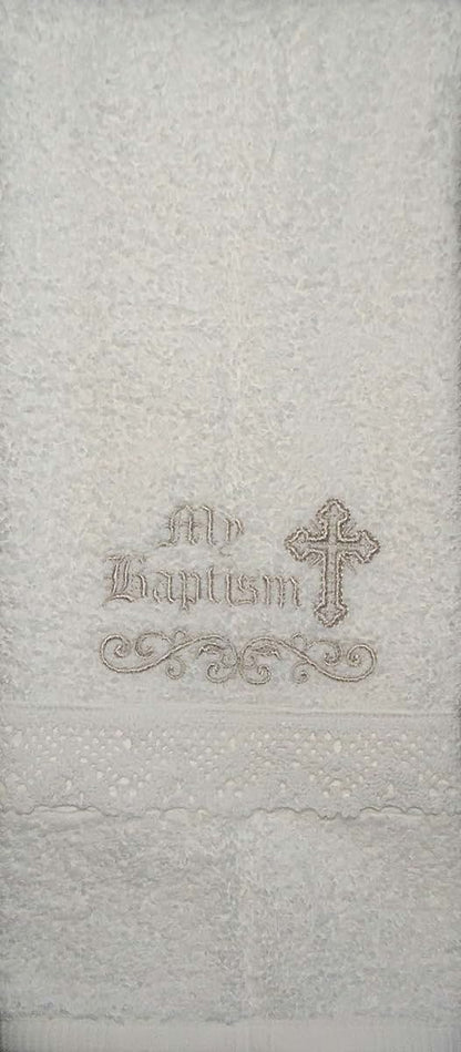 Integrity Designs Baby Baptism Towel With Embroidery And Lace (photo 2)