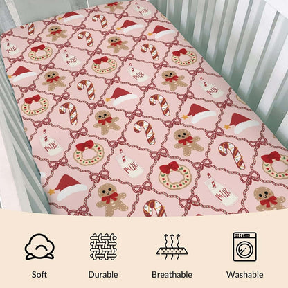 Cstdyfrv Christmas Santa Hat Fitted Crib Sheet (photo 3)