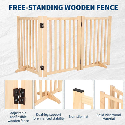 OutdoorVibe Wooden Freestanding Dog Gate 3 Panel H:24” (photo 4)