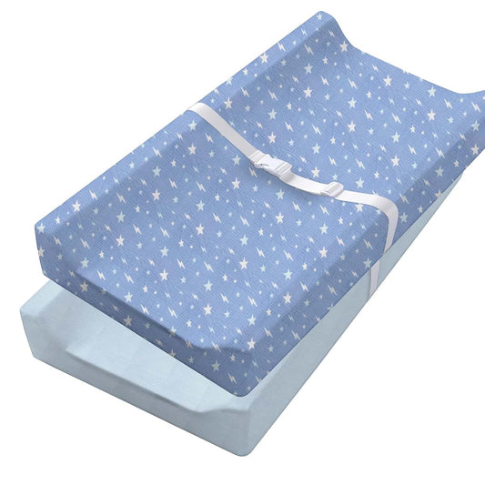 CrimsonMark 100% Muslin Changing Pad Cover Ultra Soft Breathable Secure Fit for Babies | Fade-Resistant Prints for Boys