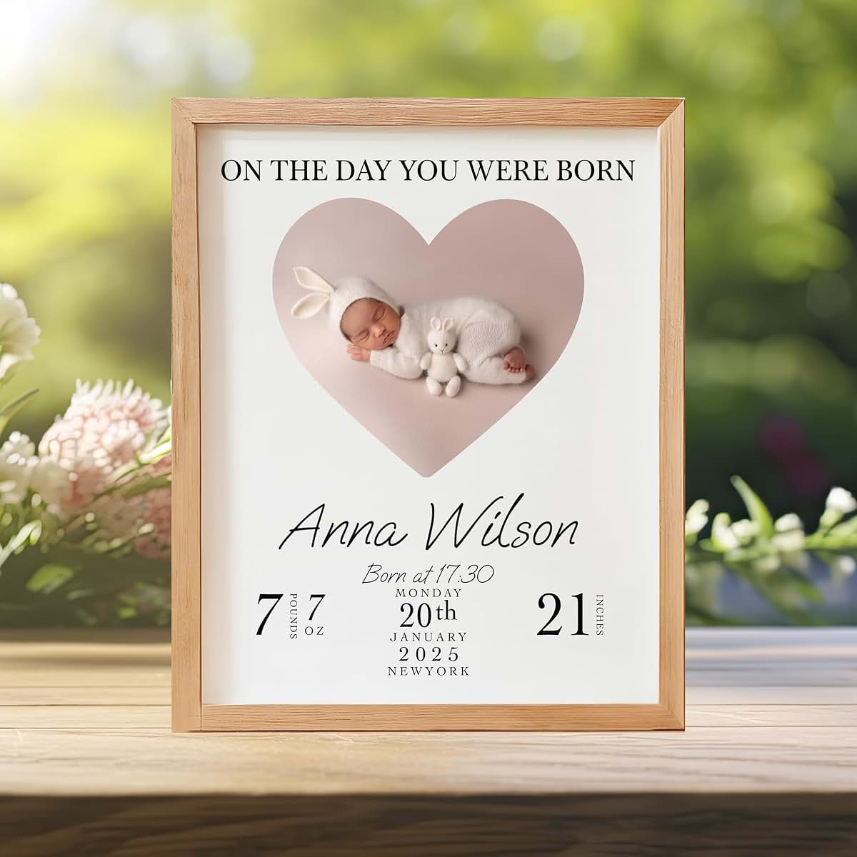 EmbroGlow Personalized Baby Picture Frame With Custom Birth Stats