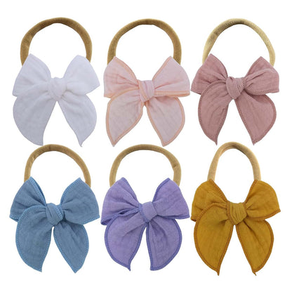 Sugarmelon Original Cotton Gauze Headband for Newborn Toddler Infant Baby Girl Kids Muslin Cotton Hair Bow Headbands