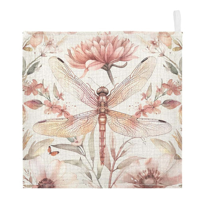 YETTASBIN Dragonfly Muslin Baby Hand Washcloths, 4-Layer Cotton, 3 Pack, 12 x 12 Inch
