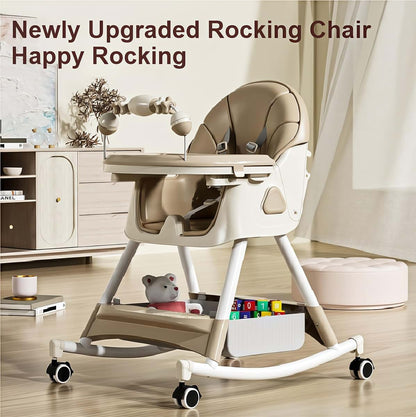 Magic ZC PU Leather Baby High Chair with Rocking Mode, High Chair for Babies and Toddlers, Detachable Dining Plate (photo 3)