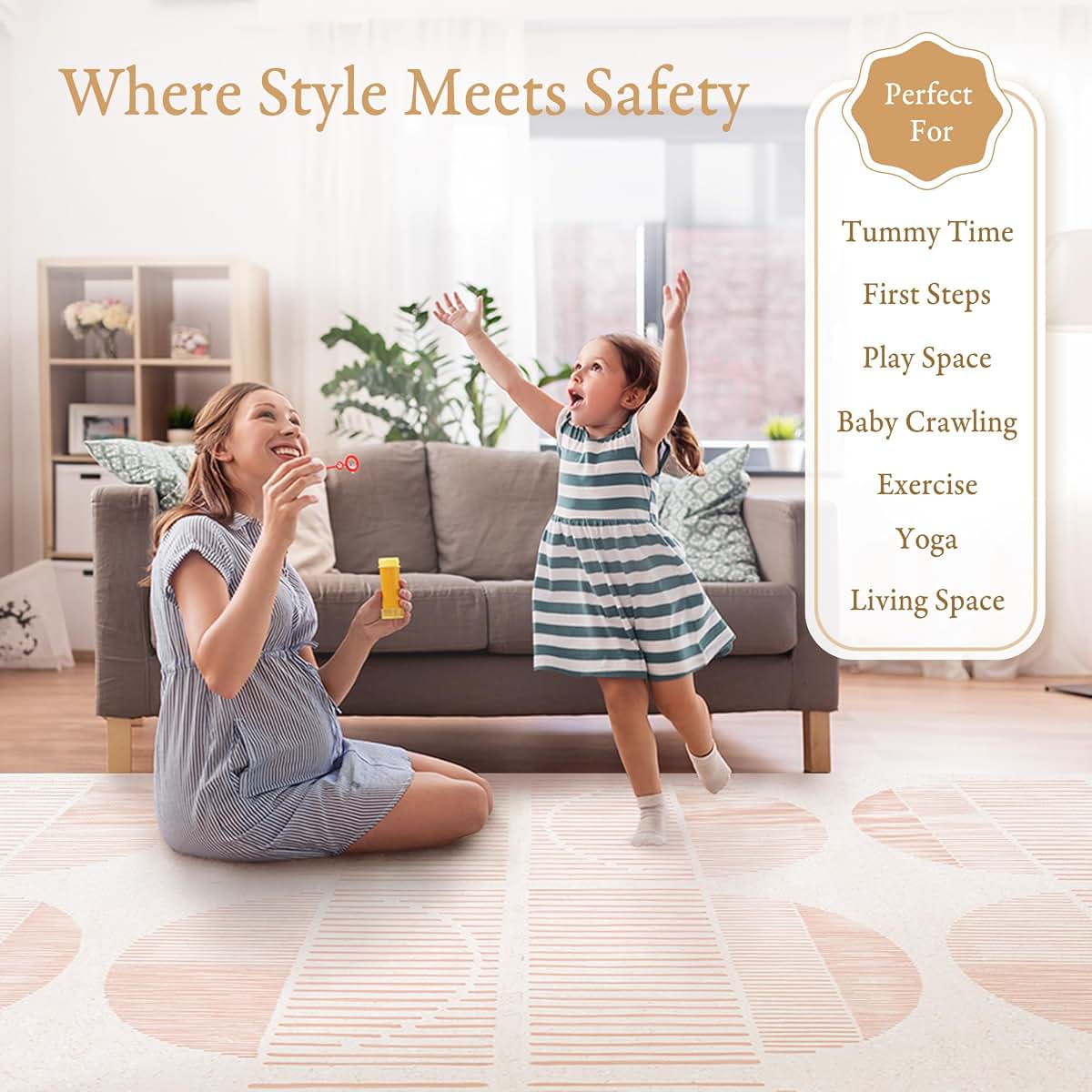 PopsyKosy Baby Floor Play Mat Cream Pink 6x4 Ft (photo 2)