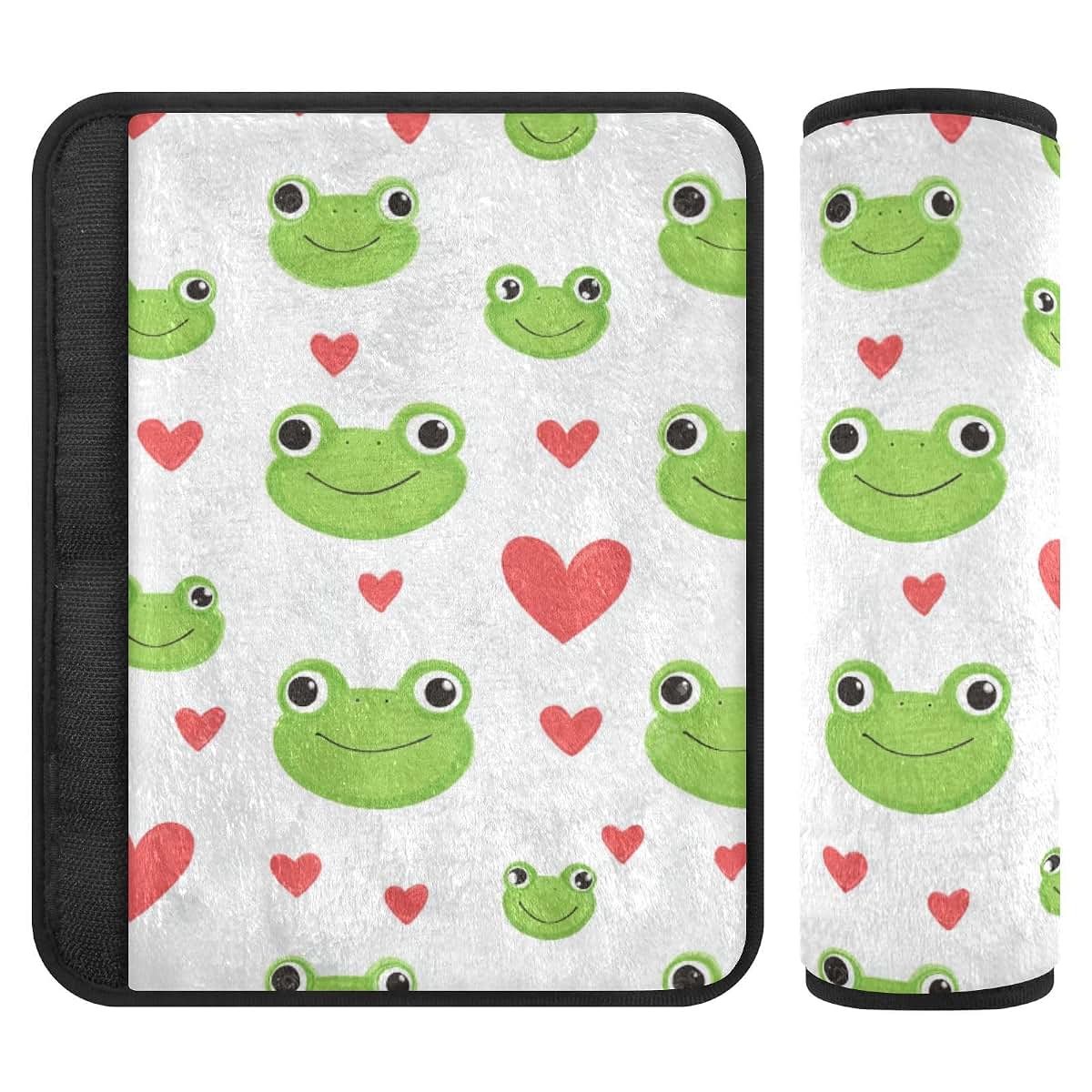 Vdsrup 2 Pack Green Frog Face Seat Belt Covers, Flannelette