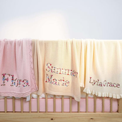 SWaddle AN Personalized Floral Embroidered Name Blanket, 100% Cotton Knit (photo 3)
