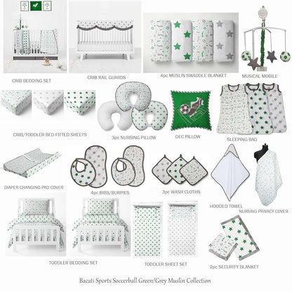 Bacati Soccer Ball Muslin Sleep Sack, Green/Grey, Small (photo 4)